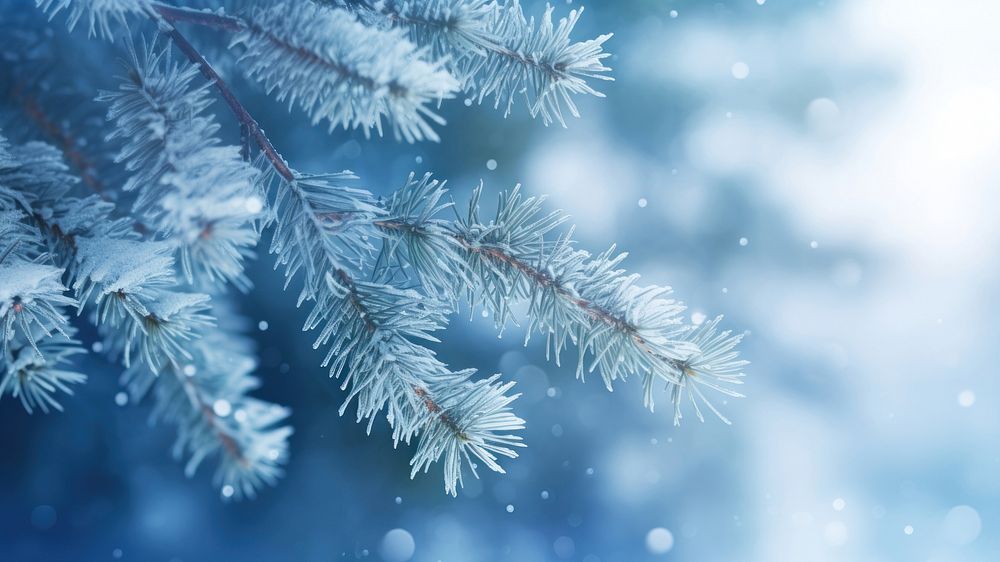 Pine tree snow backgrounds snowflake. AI generated Image by rawpixel.