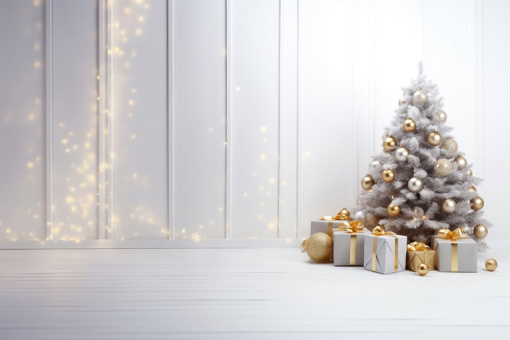 Christmas white gift tree. AI generated Image by rawpixel.