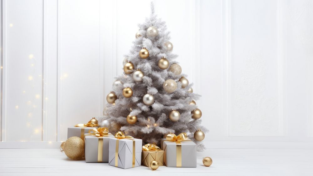 Christmas white gift tree. AI generated Image by rawpixel.