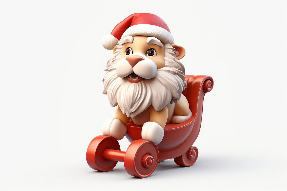 Lion santa christmas figurine toy. AI generated Image by rawpixel.