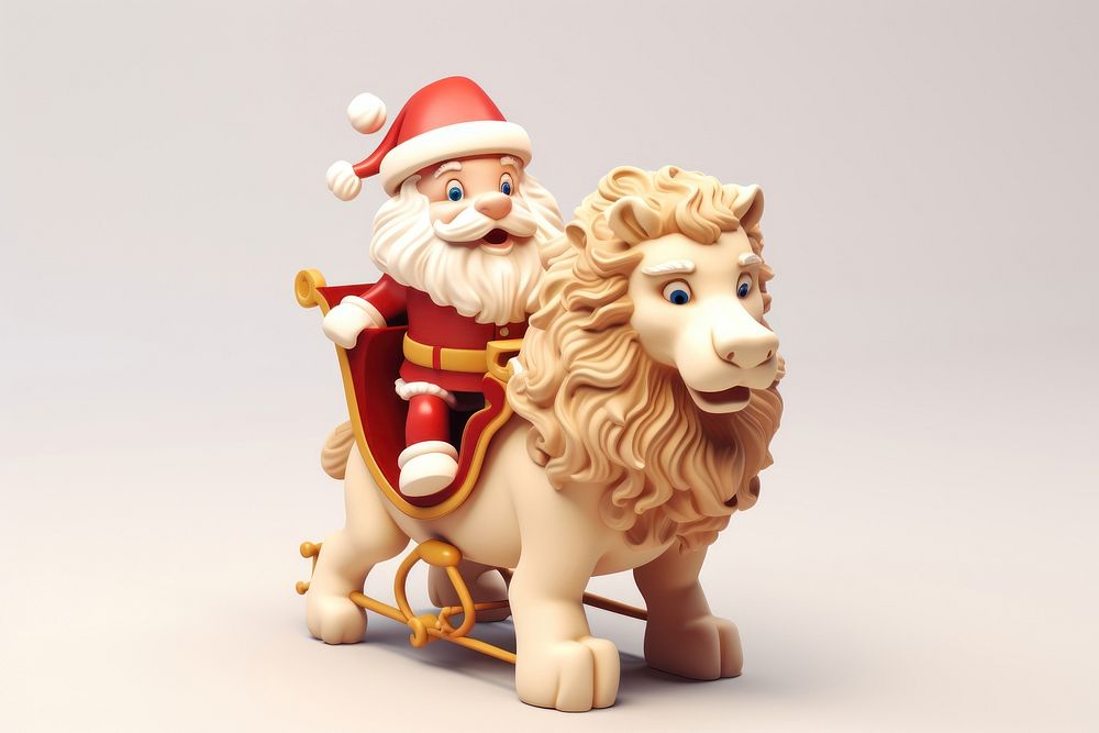 Lion santa christmas figurine horse. AI generated Image by rawpixel.