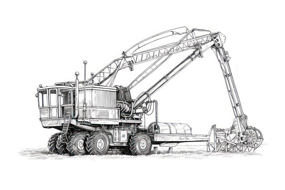 Hoist machine harvest  drawing. AI generated Image by rawpixel.