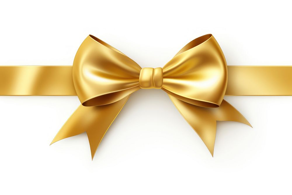 Ribbin gold bow white background. AI generated Image by rawpixel.