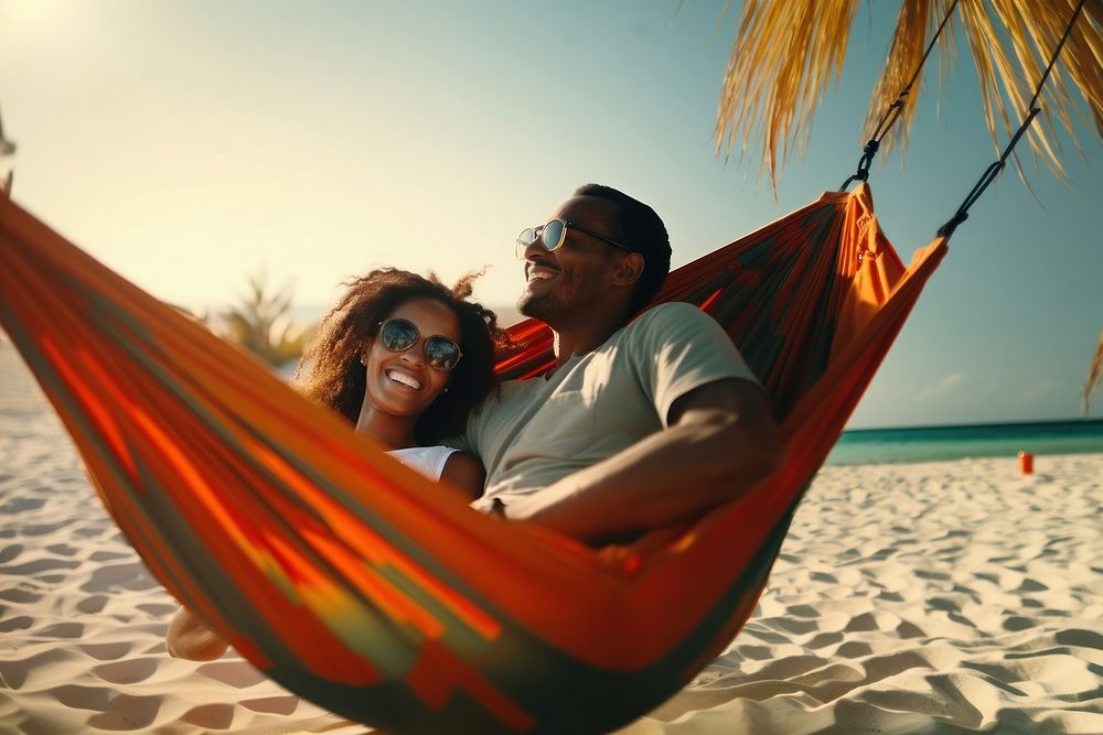 Couple on a hammock. AI generated Image by rawpixel.