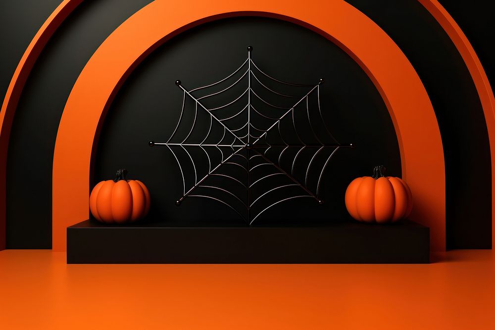 Spider web border halloween jack-o'-lantern celebration. AI generated Image by rawpixel.
