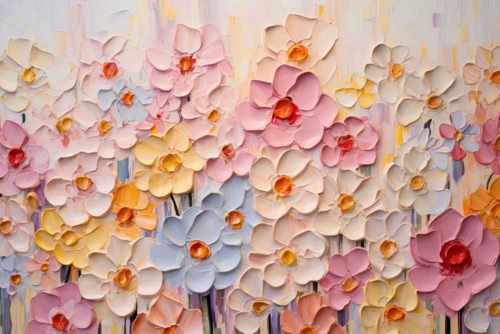 Colorful flowers painting pattern yellow. 