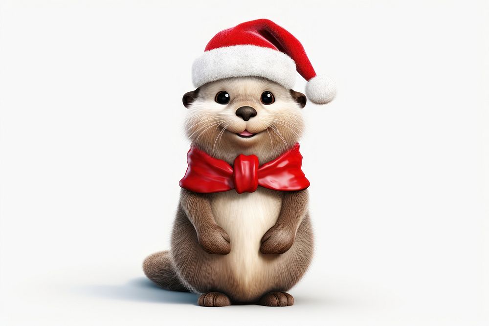 Animal santa cartoon mammal cute. AI generated Image by rawpixel.