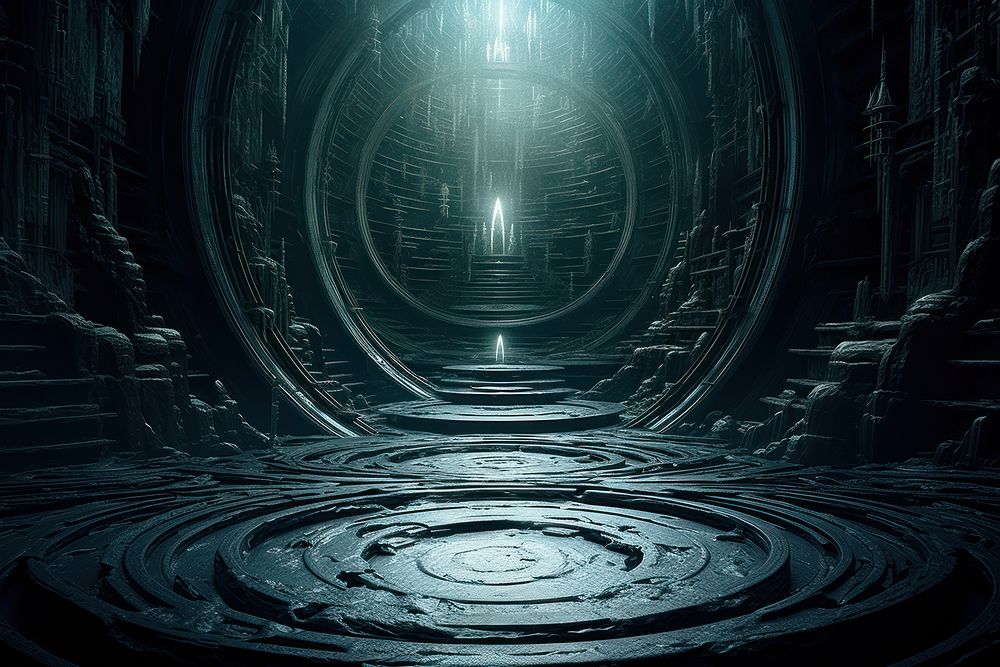Underworld gnosis architecture illuminated backgrounds. AI generated Image by rawpixel.
