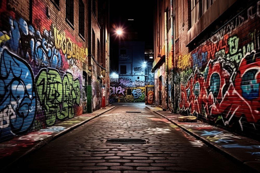 Graffiti street alley urban. AI generated Image by rawpixel.