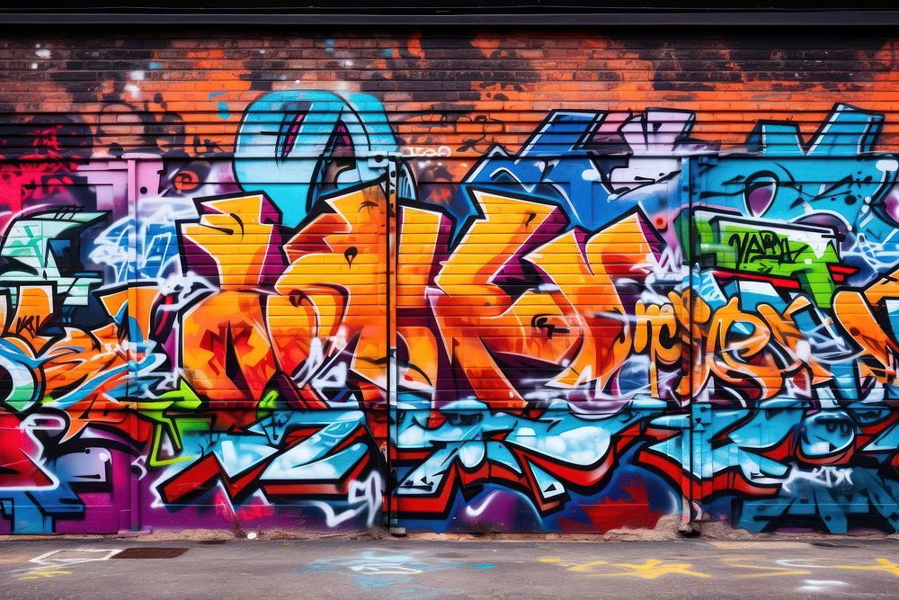 Urban street graffiti wall art. 