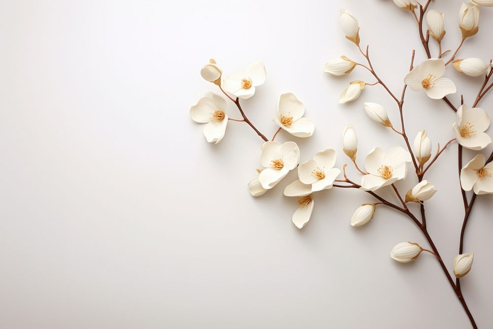 White floral blossom flower plant. AI generated Image by rawpixel.
