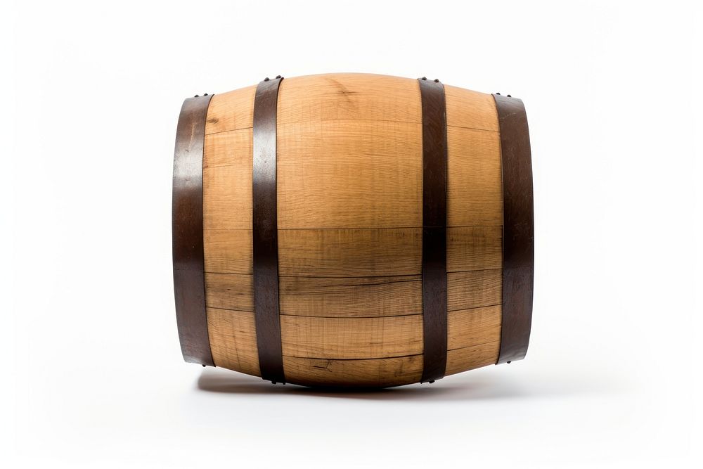 Wooden barrel white background accessories winemaking. AI generated Image by rawpixel.