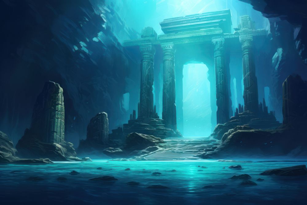 Ocean ancient temple nature transportation architecture. AI generated Image by rawpixel.