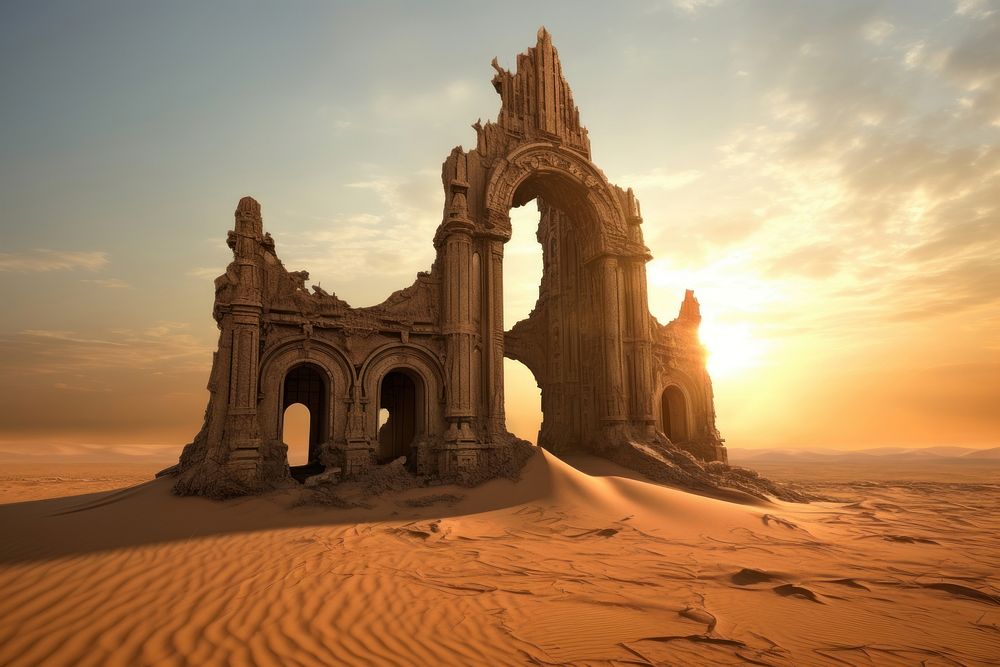 Desert ancient temple architecture building outdoors. 