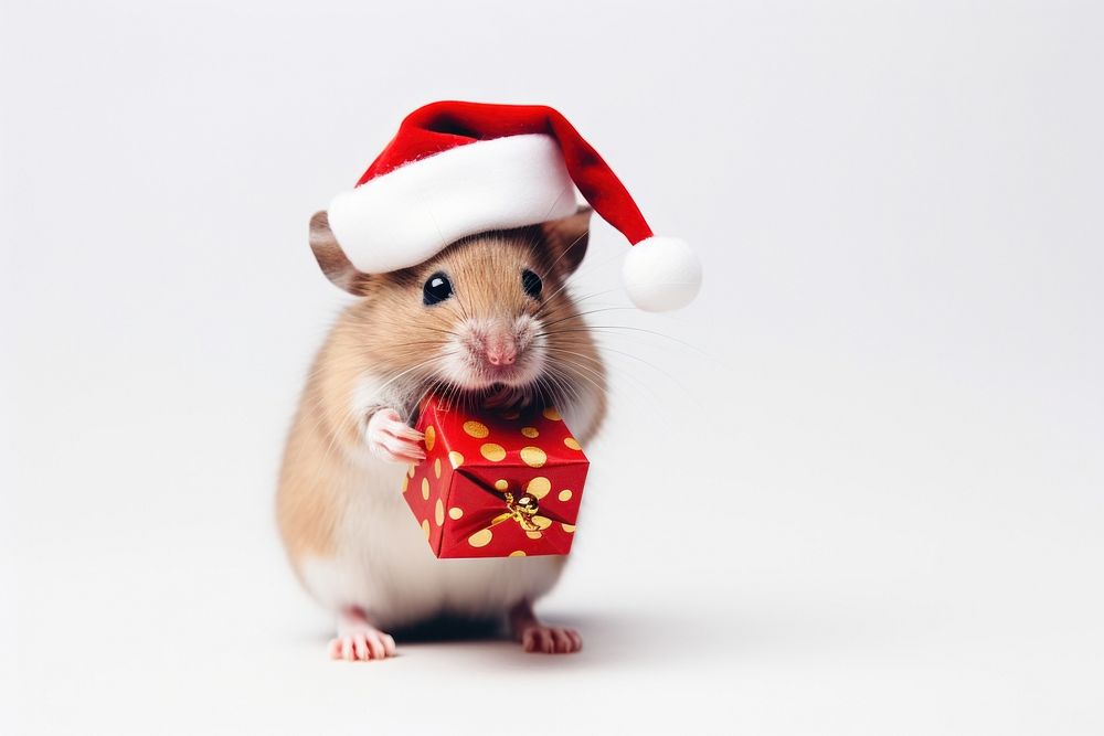 Animal eating christmas hamster mammal. AI generated Image by rawpixel.