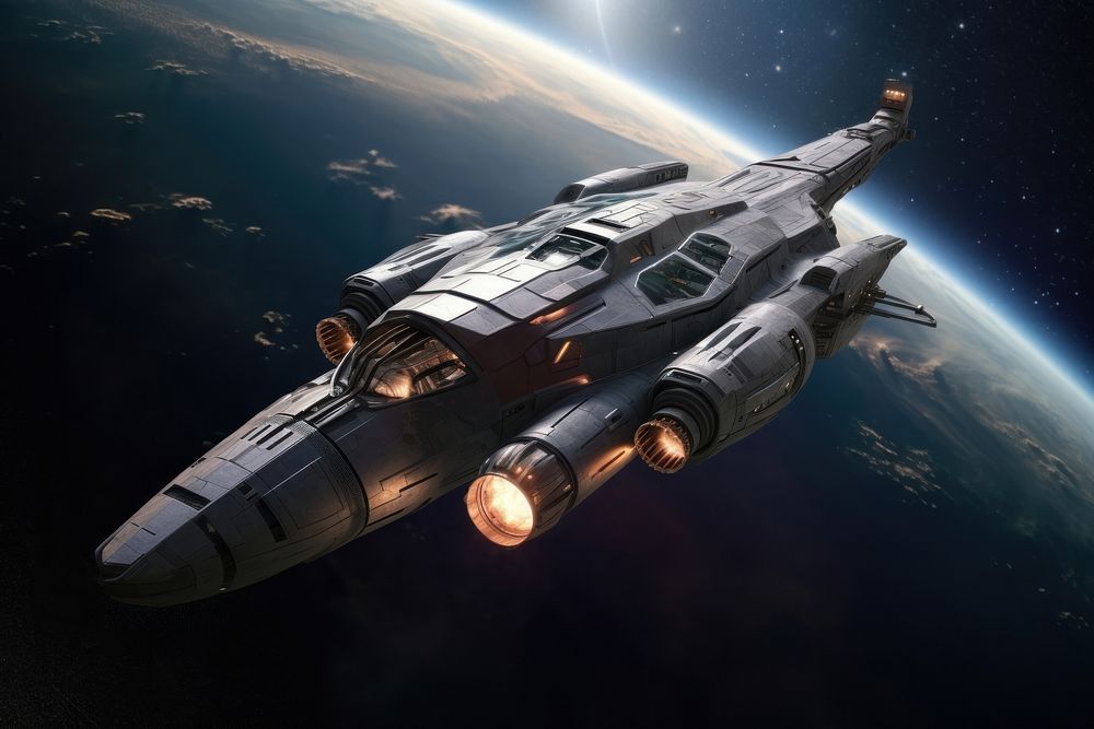 Space ship airplane aircraft vehicle. AI generated Image by rawpixel.