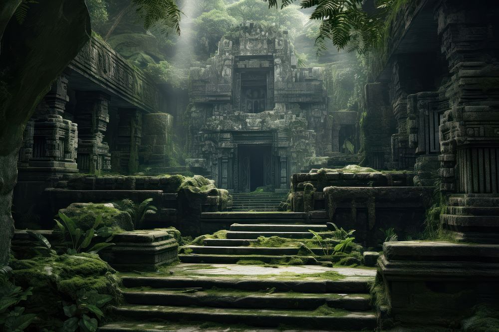 Ancient temple outdoors nature plant. AI generated Image by rawpixel.