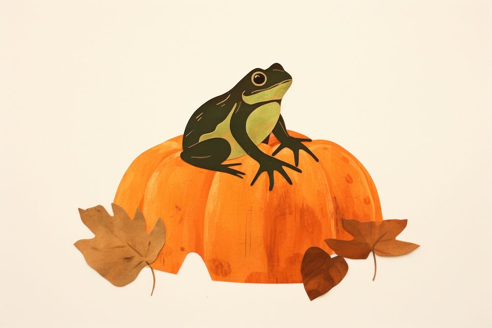 Frog amphibian painting pumpkin. AI generated Image by rawpixel.