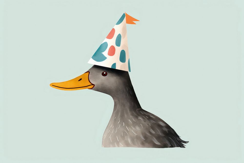Duck wear birthday hat animal bird celebration. AI generated Image by rawpixel.