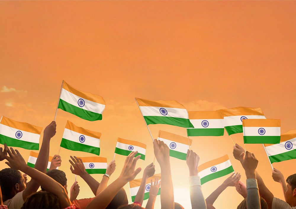 Flag of India orange background