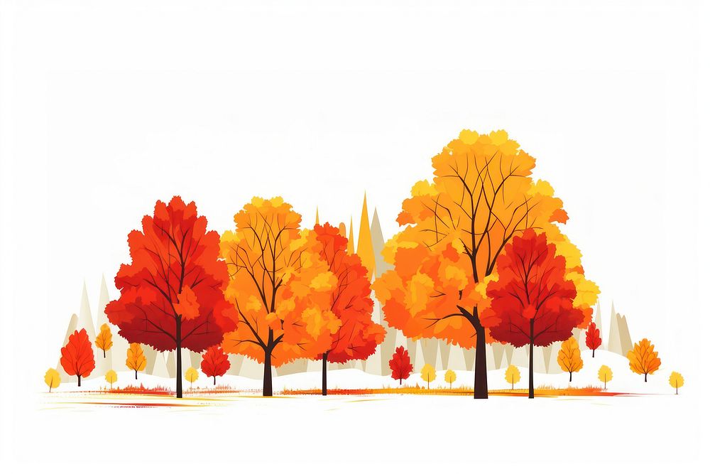 Colorful autumn maple trees drawing | Free Photo Illustration - rawpixel