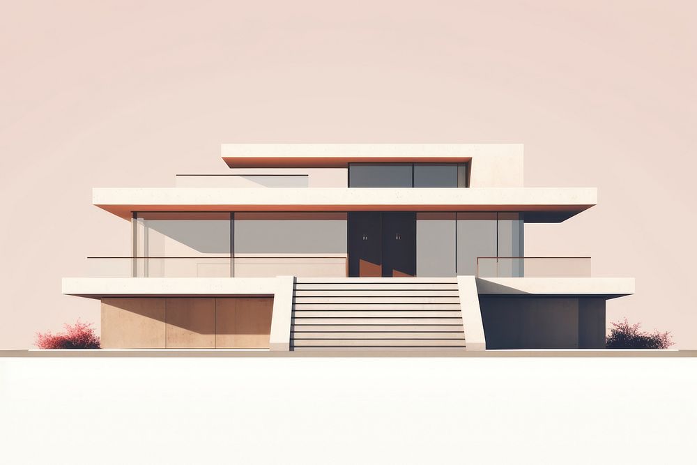 House modern construction minimalistic architecture building staircase. AI generated Image by rawpixel.