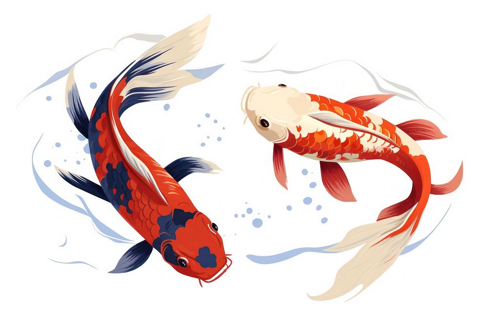 Illustration koi fishs animal underwater goldfish. AI generated Image by rawpixel.