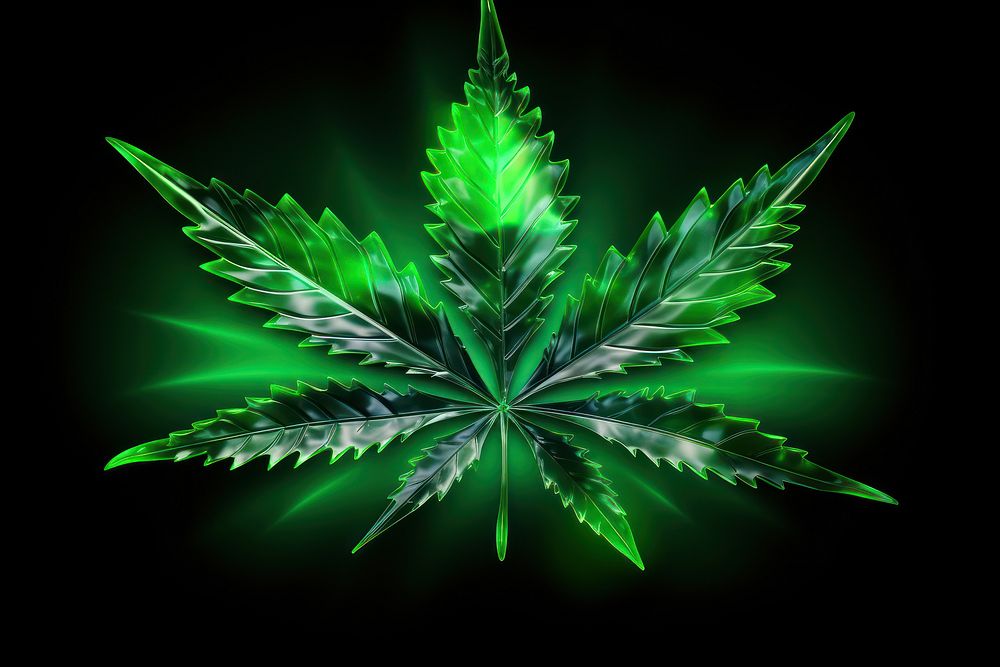 Neon cannabis leaf plant green illuminated. AI generated Image by rawpixel.