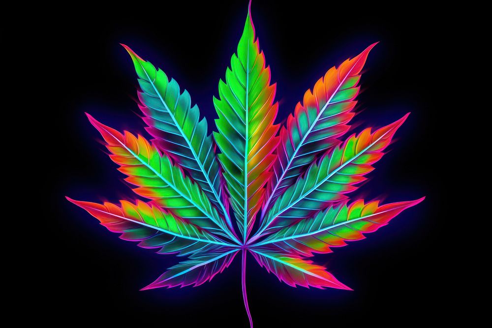 Neon cannabis leaf plant creativity chandelier. AI generated Image by rawpixel.