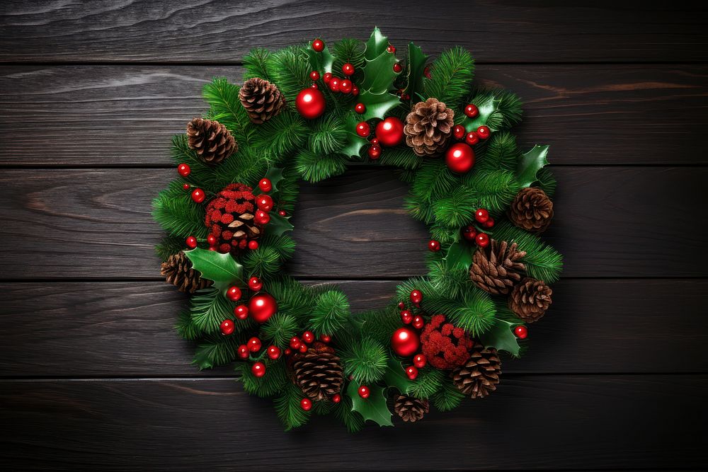 Christmas wreath plant illuminated celebration. AI generated Image by rawpixel.