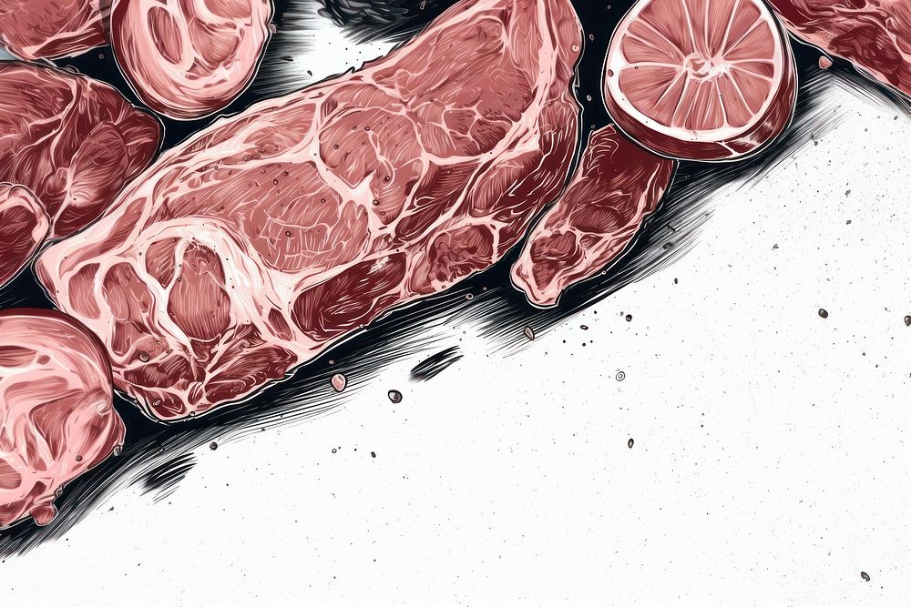 Meat sketch food pork. AI generated Image by rawpixel.
