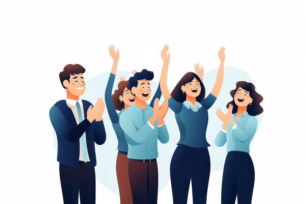 Happy office workers clapping adult white background togetherness. AI generated Image by rawpixel.