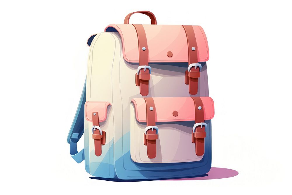 Travel backpack bag white background suitcase. AI generated Image by rawpixel.