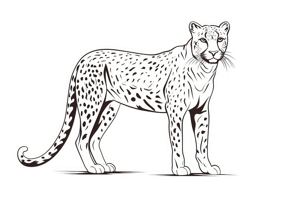 Safari cheetah wildlife leopard drawing. AI generated Image by rawpixel.