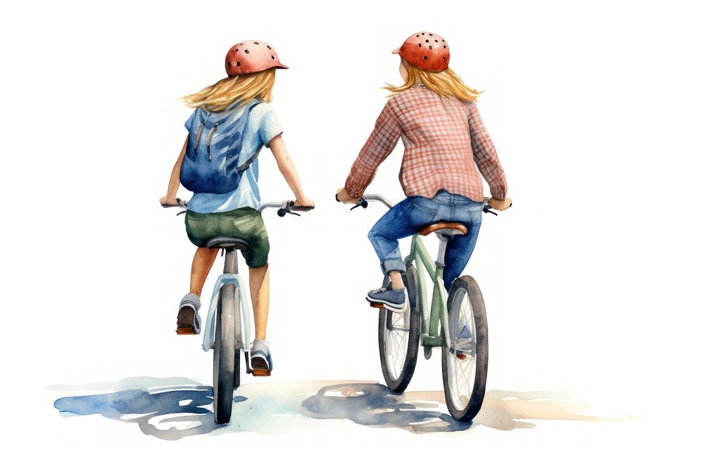 Two friends riding a bicycle cycling vehicle sports. AI generated Image by rawpixel.