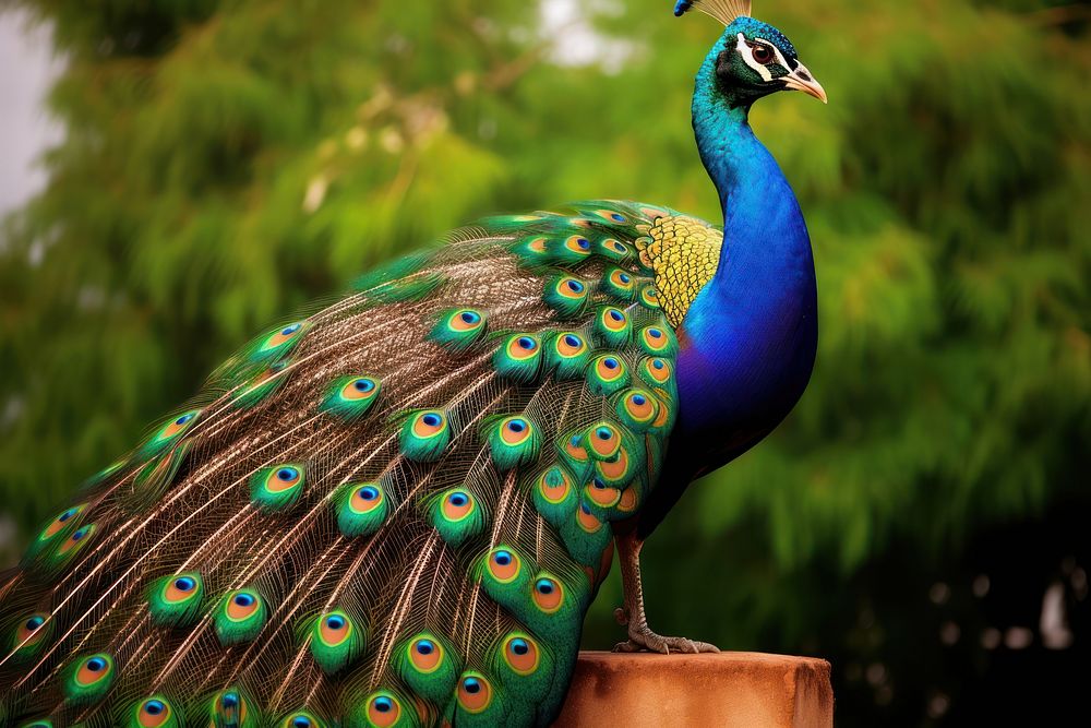 Peacock animal bird wildlife. AI generated Image by rawpixel.