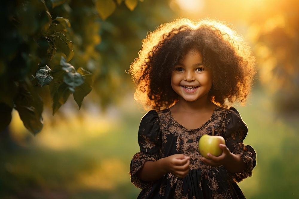 Black little girl cheerful portrait smiling. AI generated Image by rawpixel.