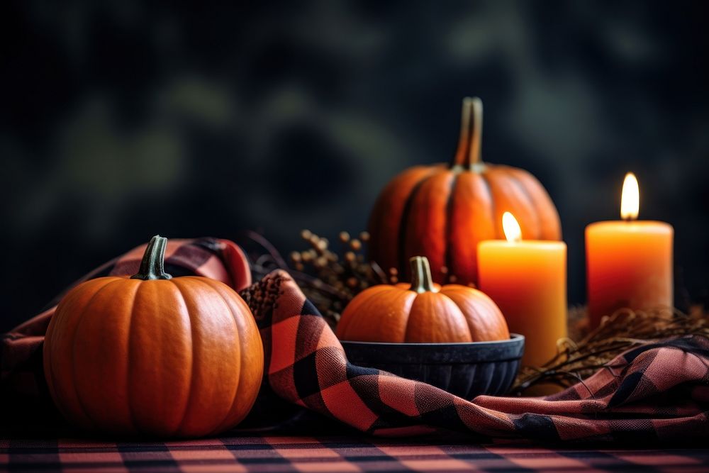 Pumpkins candle decoration vegetable. AI generated Image by rawpixel.