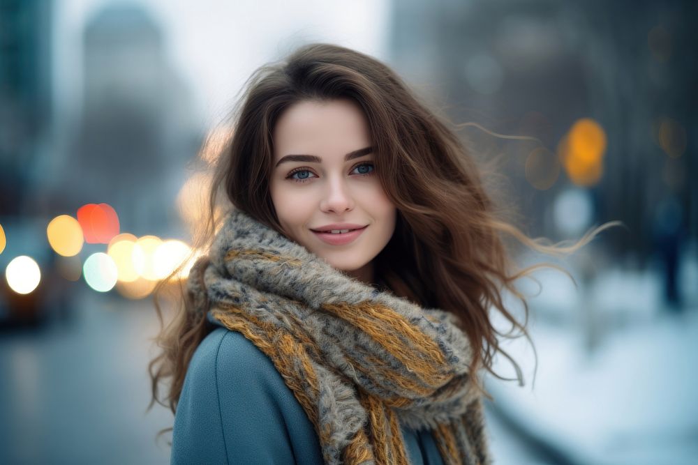 Woman portrait scarf winter. AI generated Image by rawpixel.