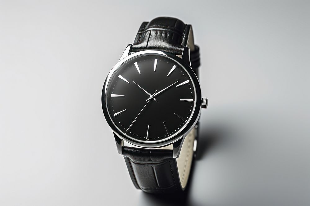 Wristwatch silver black monochrome. AI generated Image by rawpixel.