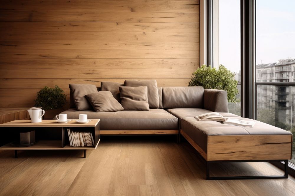 Modern apartment table room wood