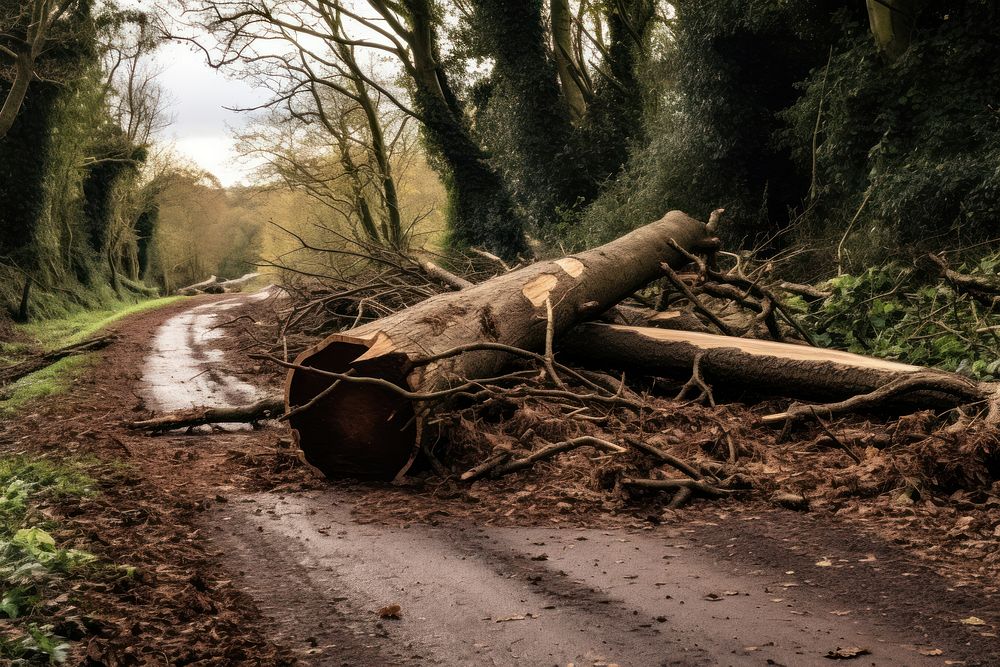 Fallen tree outdoors woodland forest. AI generated Image by rawpixel.