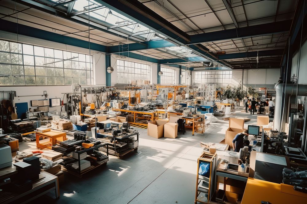 Production workshop factory manufacturing architecture. AI generated Image by rawpixel.