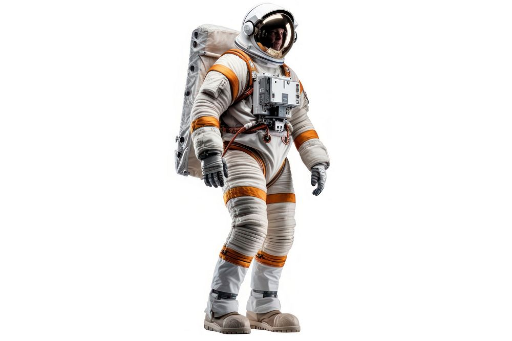 Astronaut standing adult white background. AI generated Image by rawpixel.