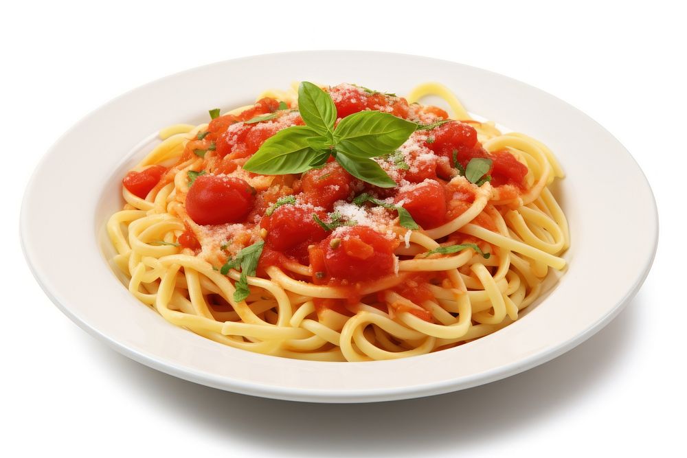 Breakfast plate pasta spaghetti tomato. AI generated Image by rawpixel.
