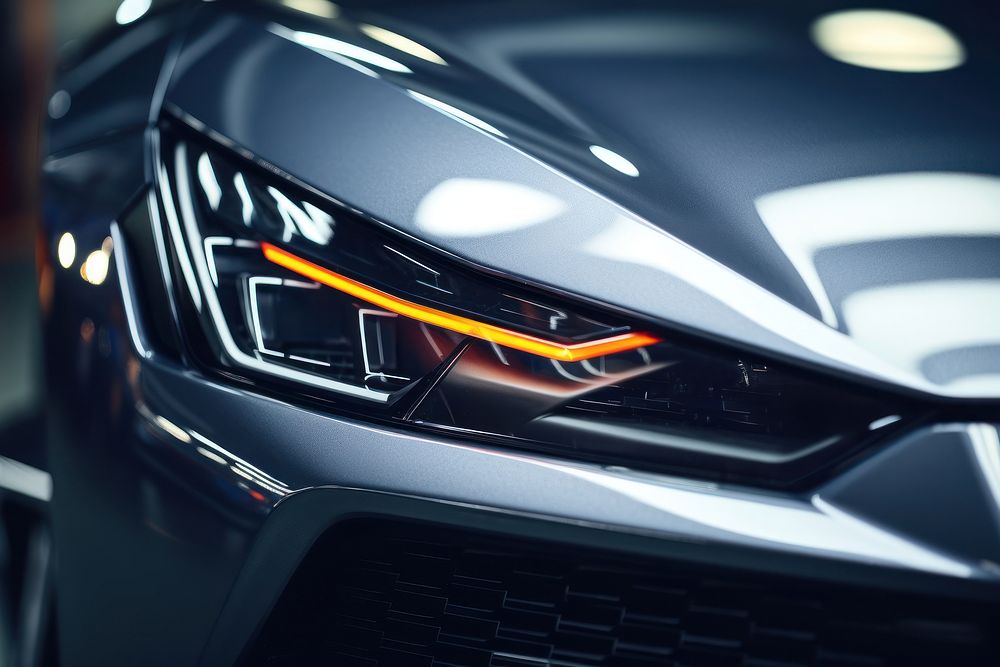 Headlight car vehicle transportation. AI generated Image by rawpixel.