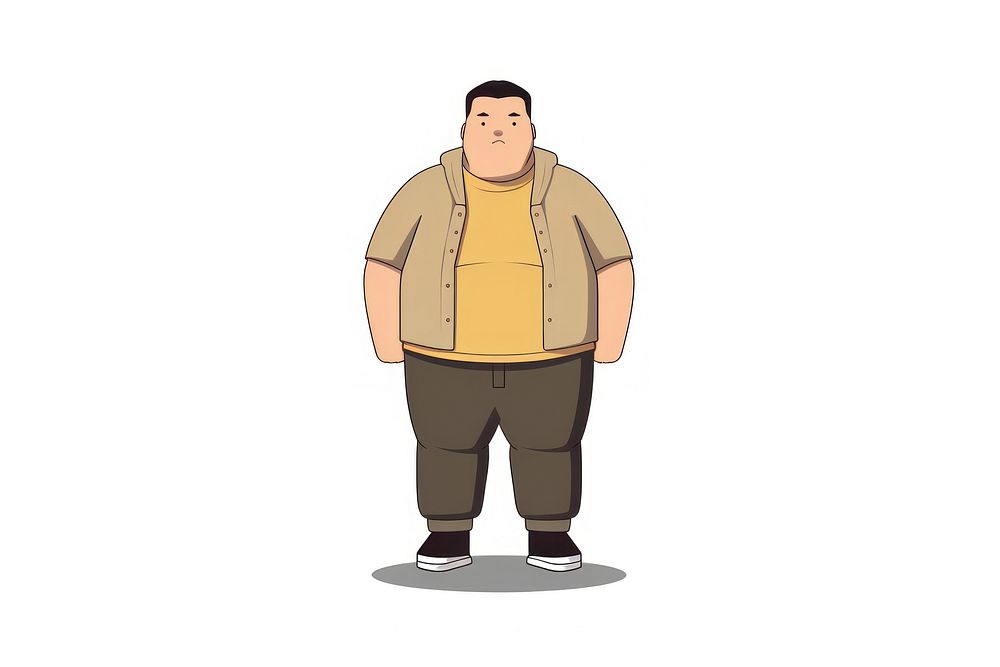 Chubby man standing adult white background. AI generated Image by rawpixel.