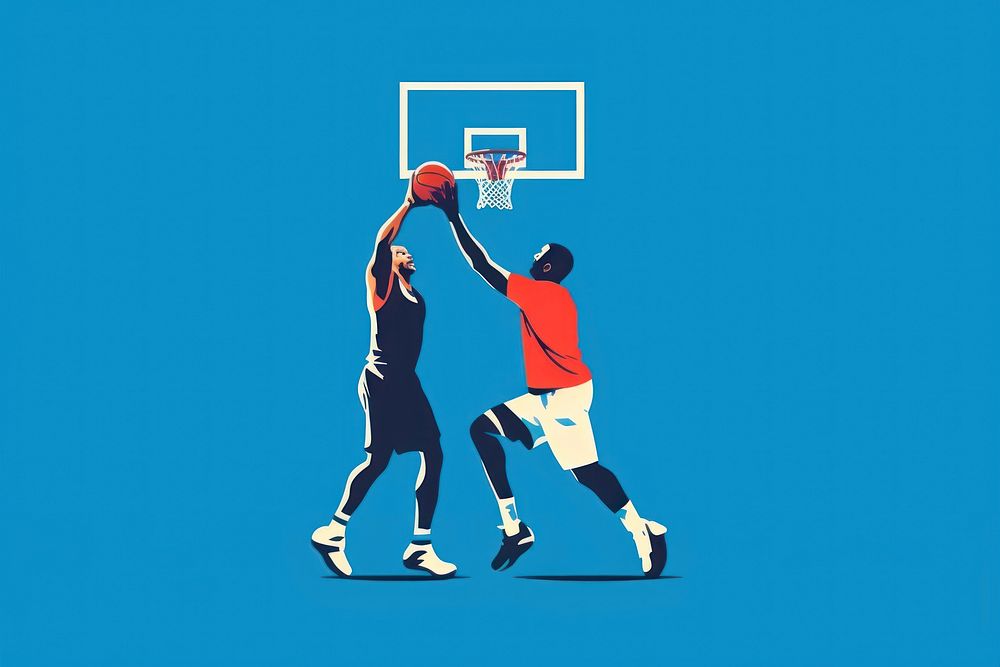 Man playing basketball sports blue togetherness. AI generated Image by rawpixel.