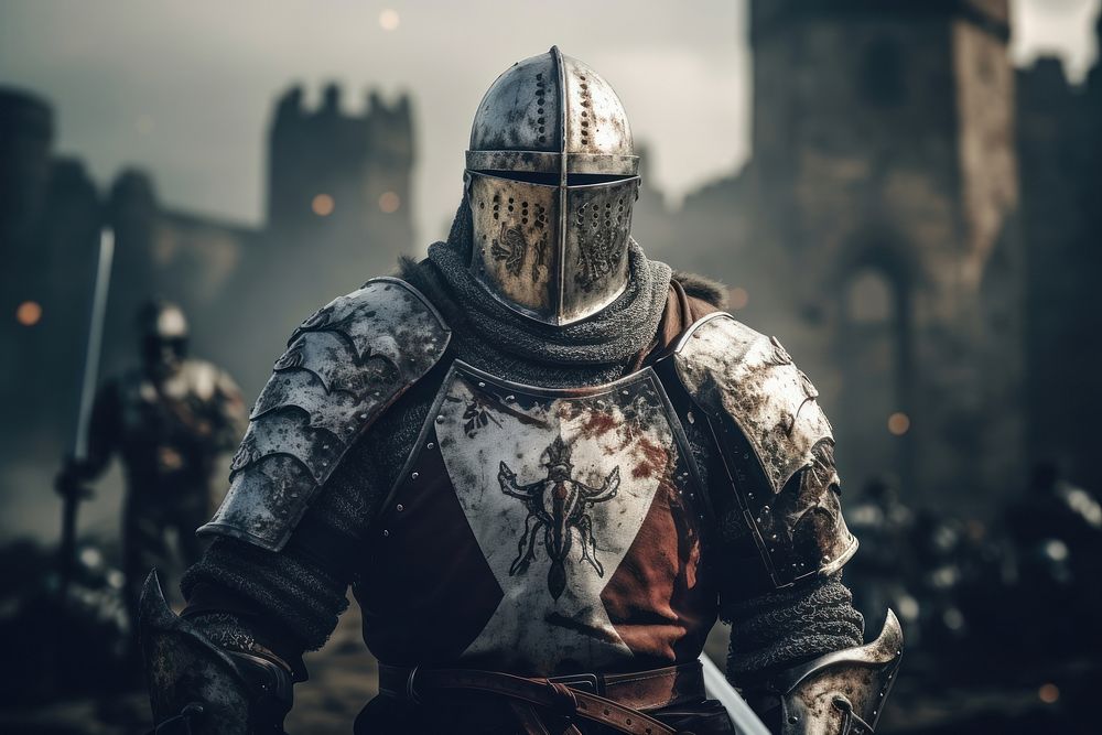 Medieval knight armour adult architecture. AI generated Image by rawpixel.