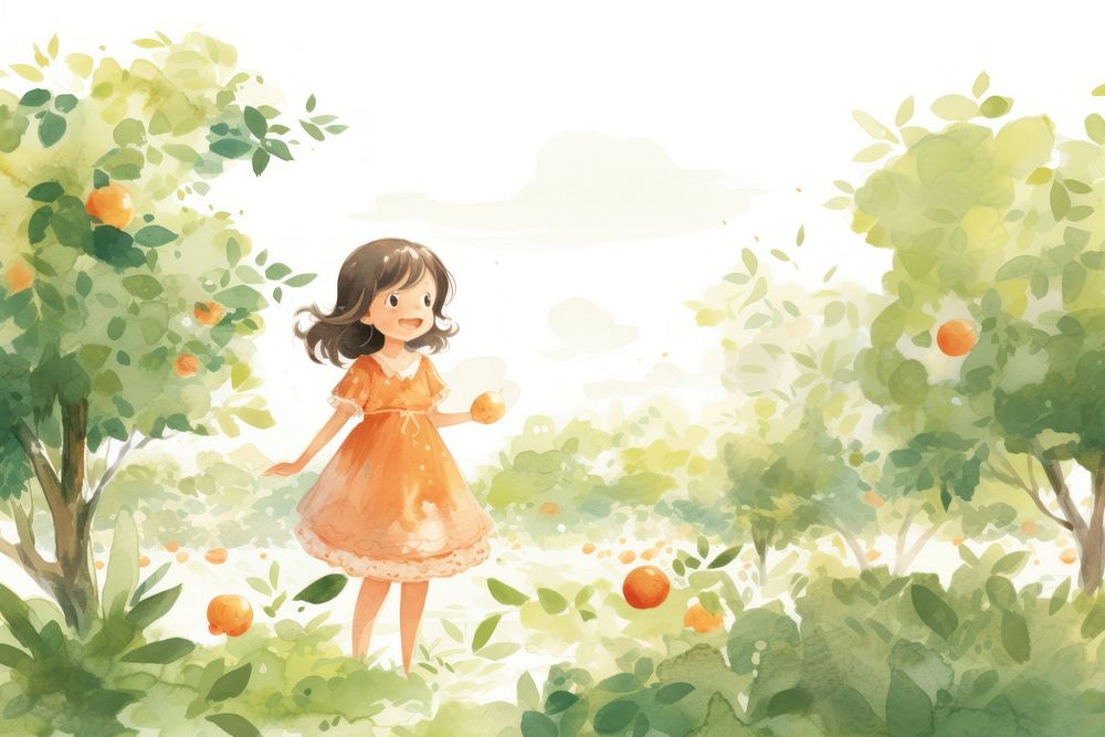 Orange garden outdoors girl day. AI generated Image by rawpixel.
